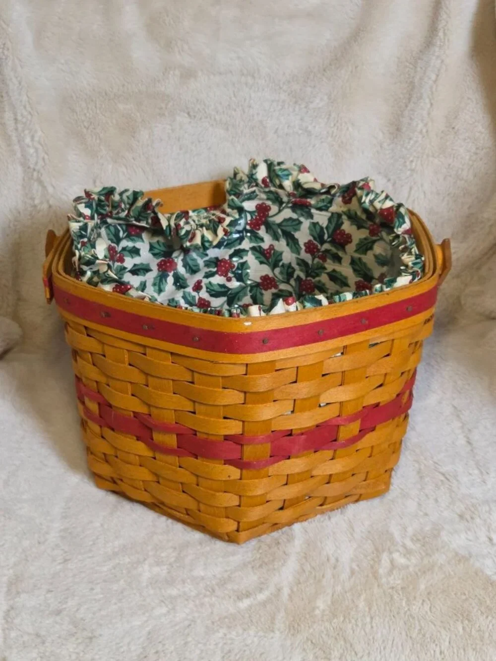 Vintage Longaberger 1997 Christmas Collection Snowflake Basket Fabric And Liner